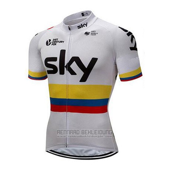 2018 Fahrradbekleidung Sky Champion Kolumbien Trikot Kurzarm und Tragerhose - zum Schließen ins Bild klicken